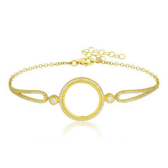 Bracelet pour femme plaqué or avec attache quart de cercle en argent
