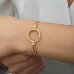 Bracelet pour femme plaqué or avec attache quart de cercle en argent