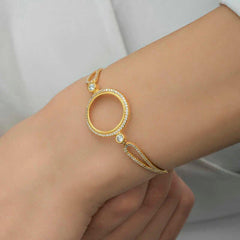Bracelet pour femme plaqué or avec attache quart de cercle en argent