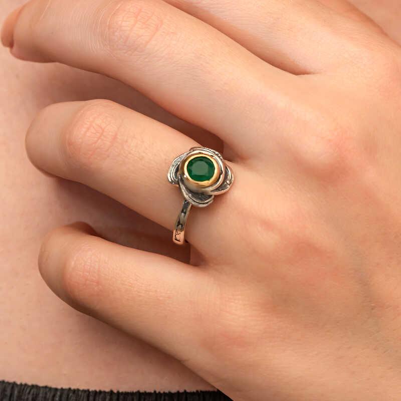 Silver Flower Patterned Authentic Women's Ring