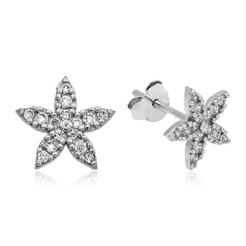 Silver Flower Stud Earrings