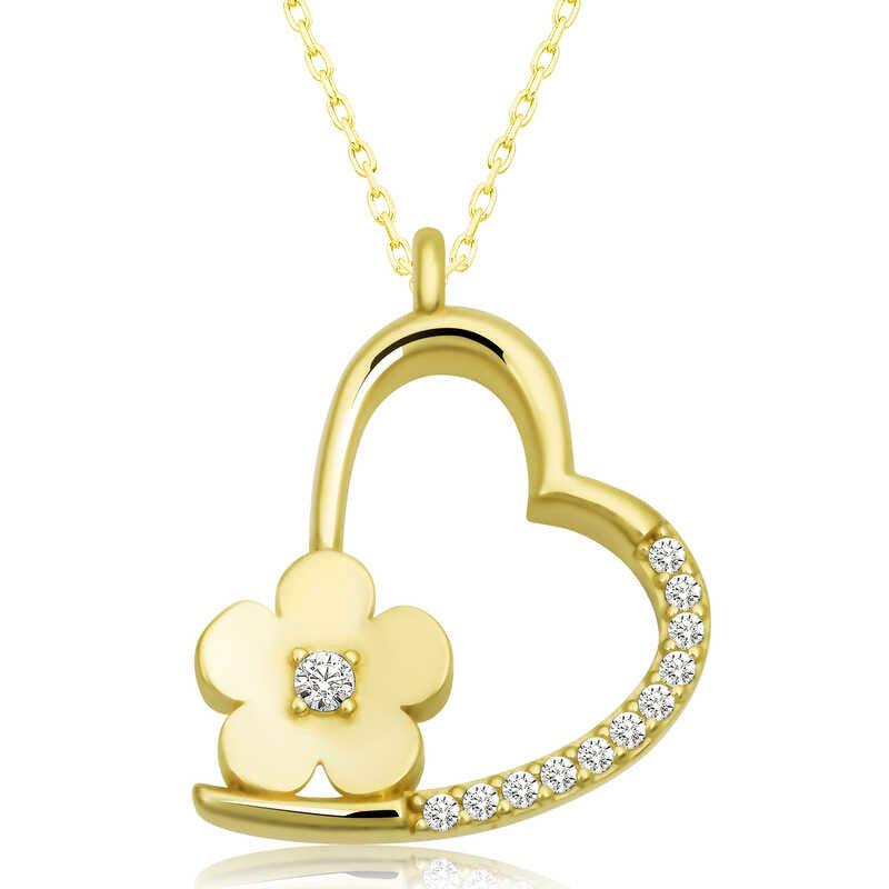 Silver Gold Flower Heart Women's Necklace