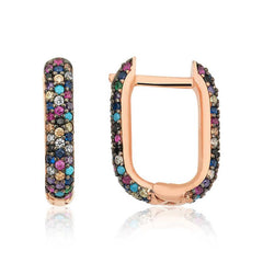 Silver Double Sided Mix Stone J Women's Earrings