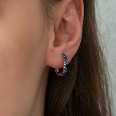 Silver Double Sided Mix Stone J Women's Earrings