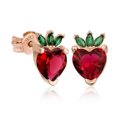 Silver Strawberry Figure Fruit Nail Earring