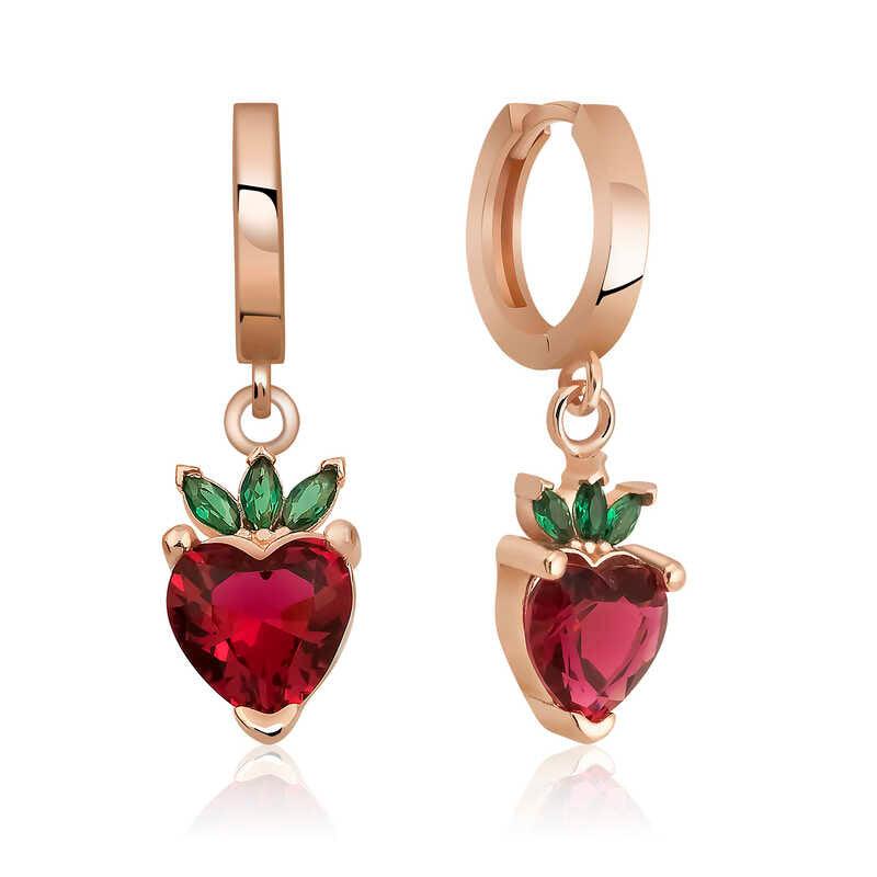 Silver Strawberry Figure Fruit Earrings