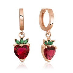 Silver Strawberry Figure Fruit Earrings