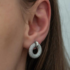 Silver Multi Stone Circle Women's Earrings