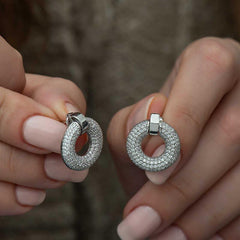 Silver Multi Stone Circle Women's Earrings