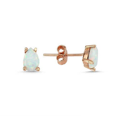 Silver Drop White Opal Stone Earrings