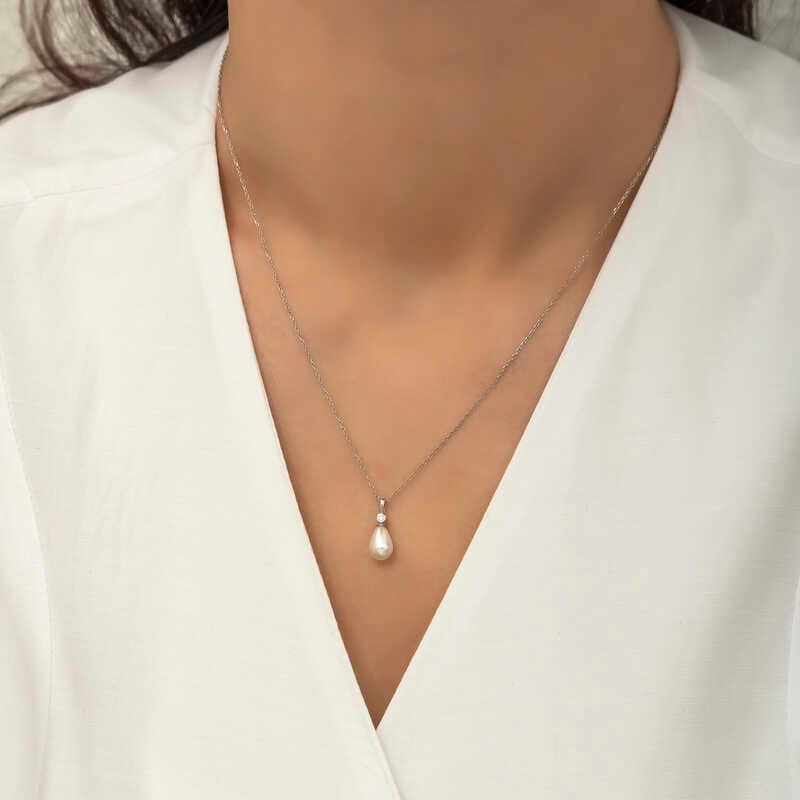 Silver Drop Pearl Women's Necklace
