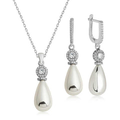 Silver Drop Pearl Women Set