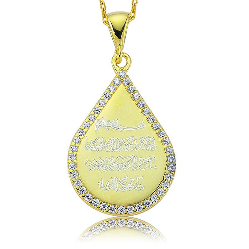 Silver Drop Evil Eye Prayer Women's Necklace