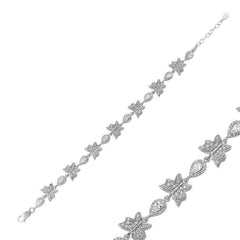 Bracelet papillon en argent avec pierre tombante 