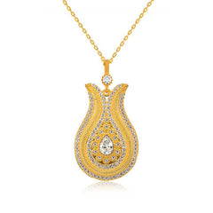 Collier femme tulipe en argent avec pierre tombante