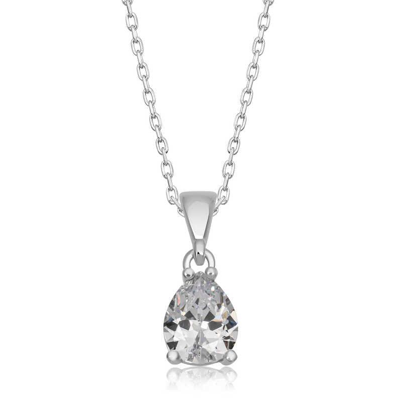 Silver Drop Zircon Stone Women's Necklace