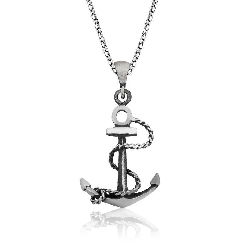 Collier ancre de marin en argent