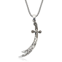 Collier épée Zulfiqar à motifs argentés