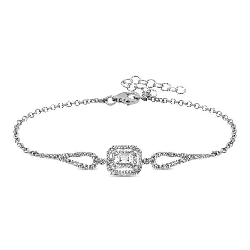 Silver Rectangular Baguette Bracelet