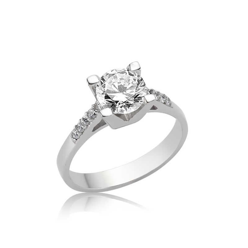 Silver Single Stone Women's Ring 