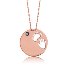 Silver Hand Footprint Mother Lady Necklace