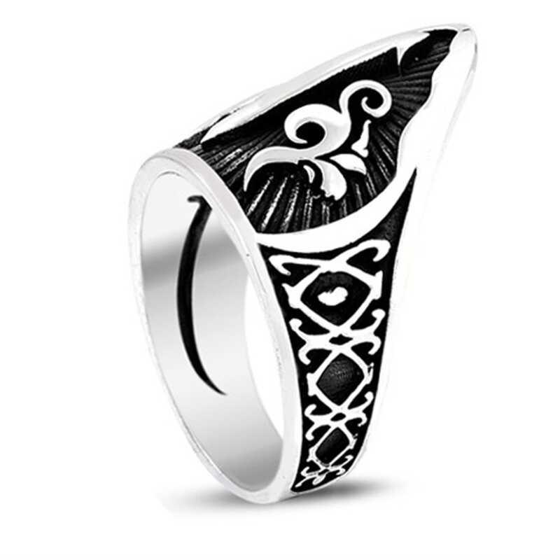 Bague de pouce en argent motif Elif pour homme 