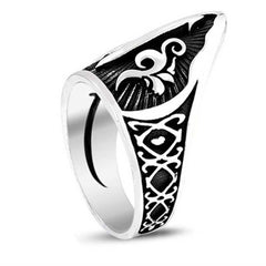 Bague de pouce en argent motif Elif pour homme 