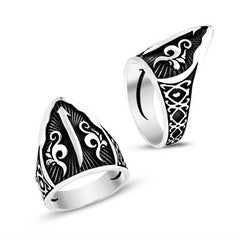 Bague de pouce en argent motif Elif pour homme 