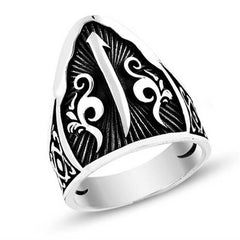 Bague de pouce en argent motif Elif pour homme 
