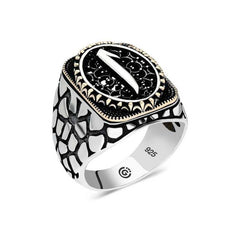 Bague ovale Elif en argent pour homme