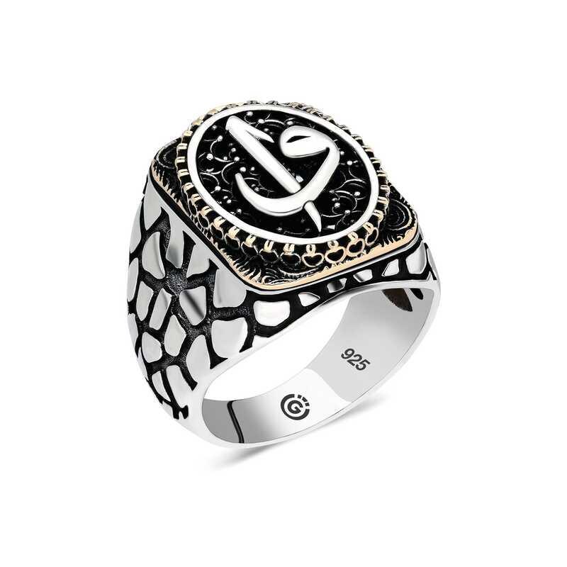 Bague ovale en argent Elif Vav pour homme