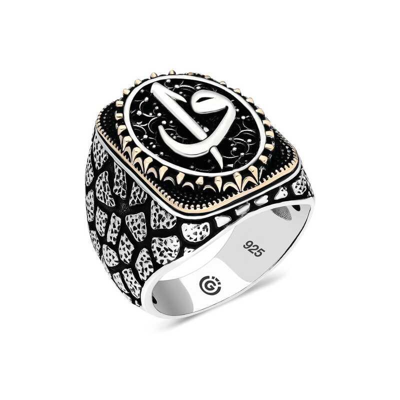 Bague ovale en argent Elif Vav pour homme