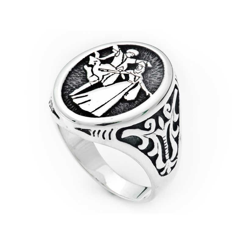 Bague circassienne en argent pour homme