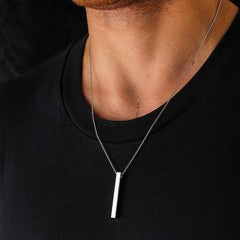 Silver Men's Bar Necklace