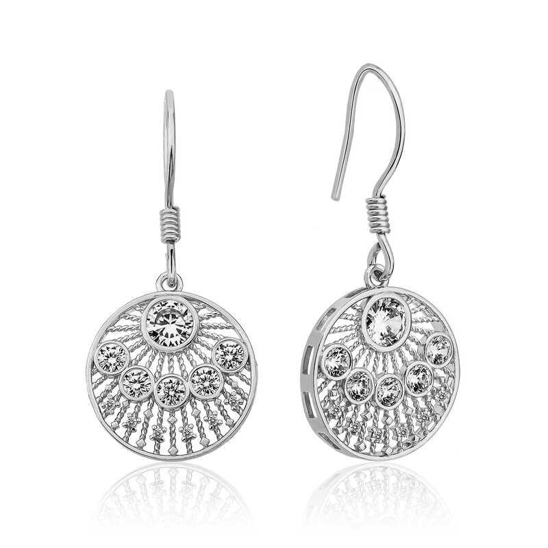 Silver Ethnic Patterned Women's Earrings