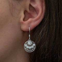 Silver Ethnic Patterned Women's Earrings