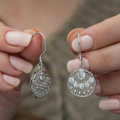 Silver Ethnic Patterned Women's Earrings