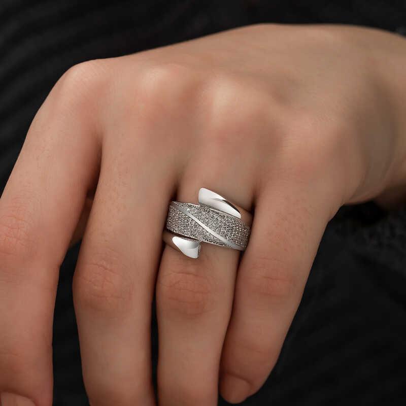 Silver Zircon Stone Women's Ring