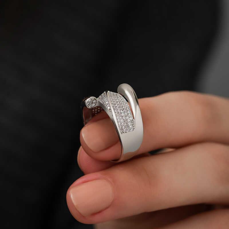 Silver Zircon Stone Women's Ring