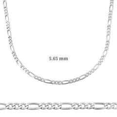 5.65 mm Gümüş Figaro Zincir - 160 mikron