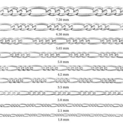 7.20 mm Silver Figaro Chain - 200 micron