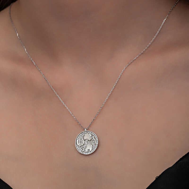Silver Elephant Motif Lucky Women's Necklace