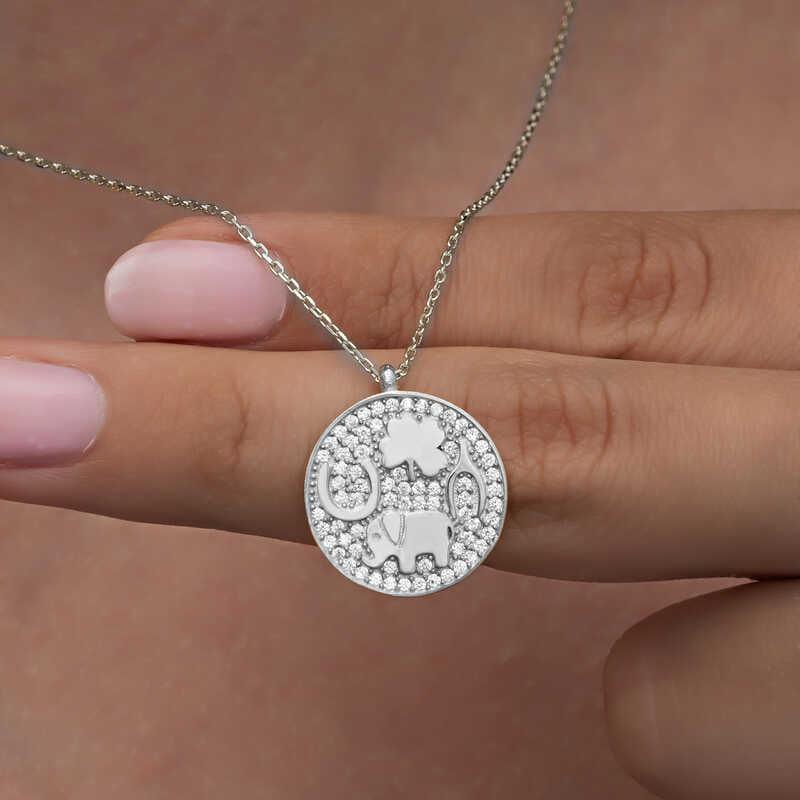 Silver Elephant Motif Lucky Women's Necklace