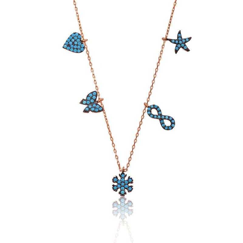 Collier porte-bonheur en argent et pierre turquoise