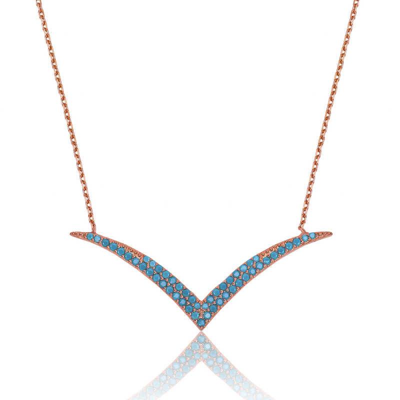 Silver Turquoise Stone Seagull Women's Necklace