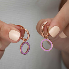 Silver Fluorescent Lilac Oval Earrings