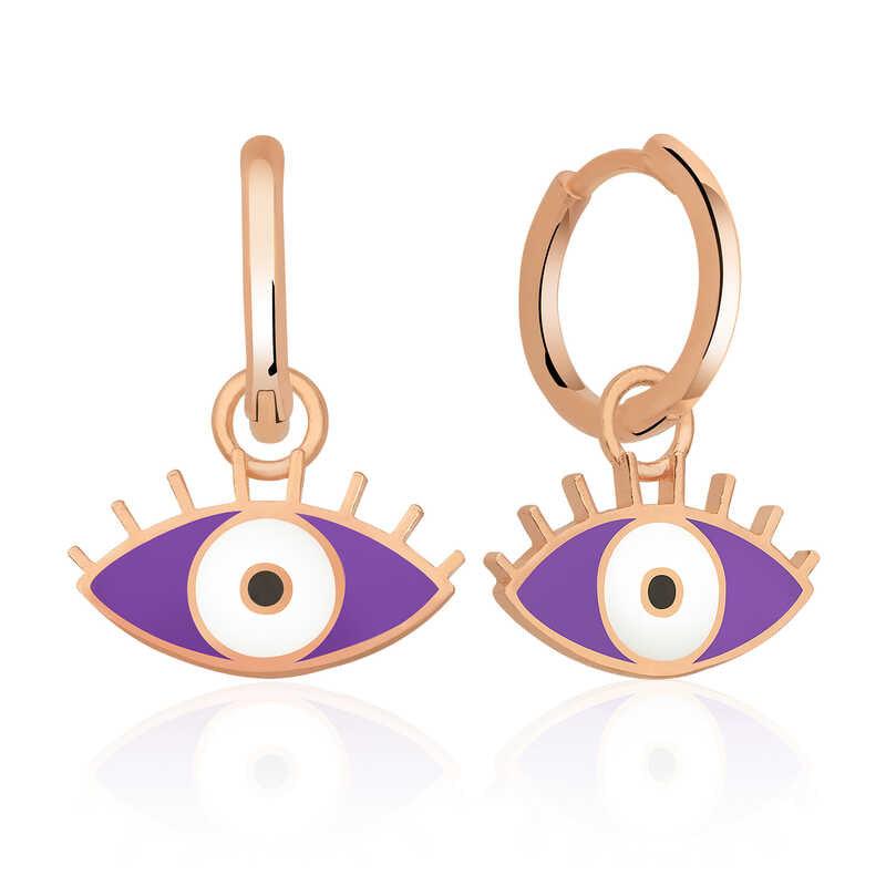 Silver Fluorescent Purple Eye Earrings