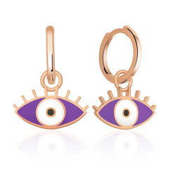 Silver Fluorescent Purple Eye Earrings