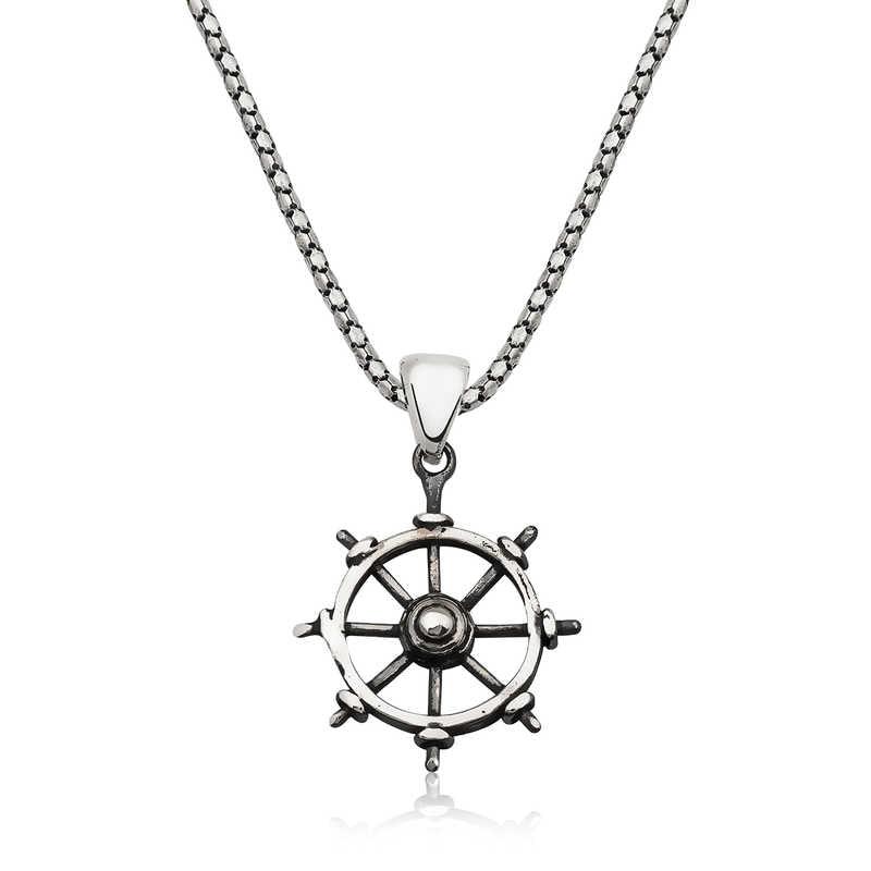 Collier en argent avec roue de bateau