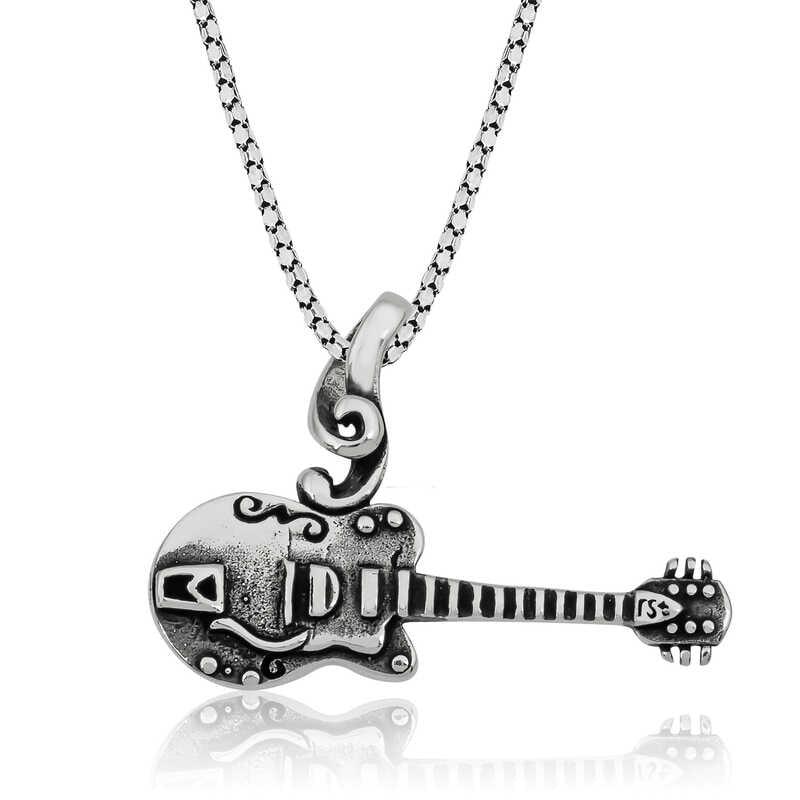 Collier guitare en argent